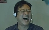 耳麦 大笑 胖男 眯眼
