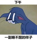 卡通 蓝色 猫咪 一副睡不醒的样子