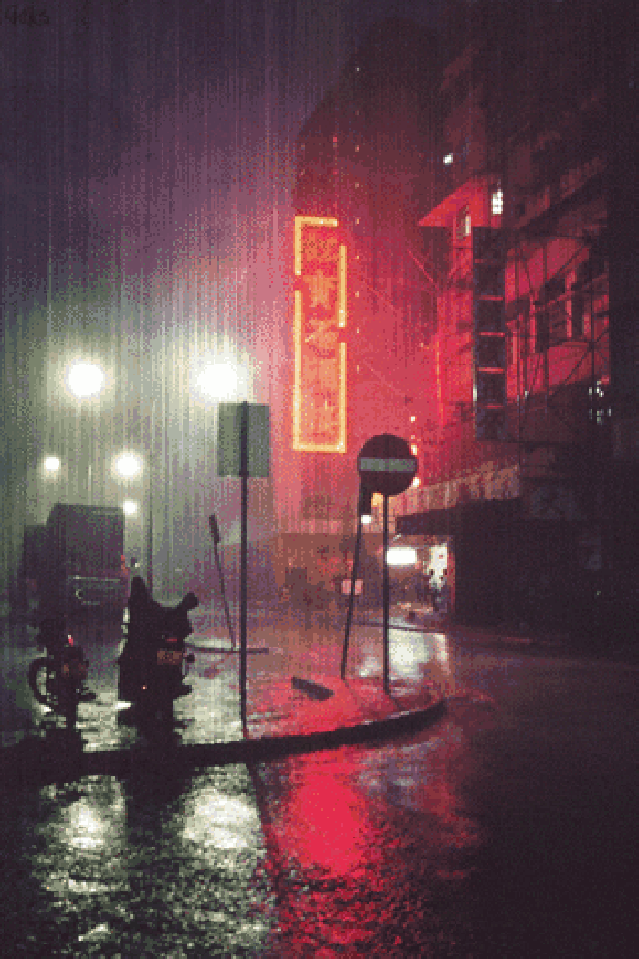 下雨 街道 夜景 安静