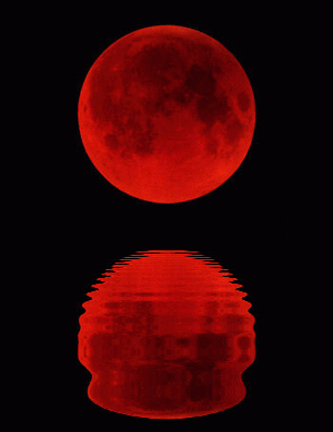 月亮 moon 倒影 水面 涟漪 红月 诡异 不祥之兆