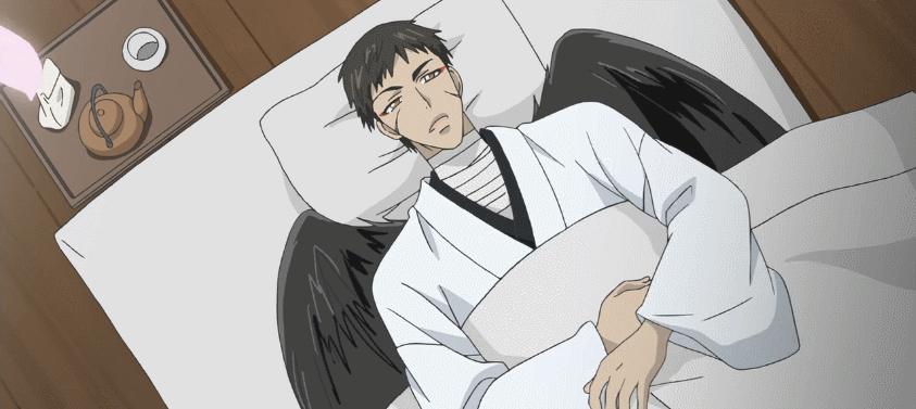 卡通 病人 躺在床上 樱花 花瓣