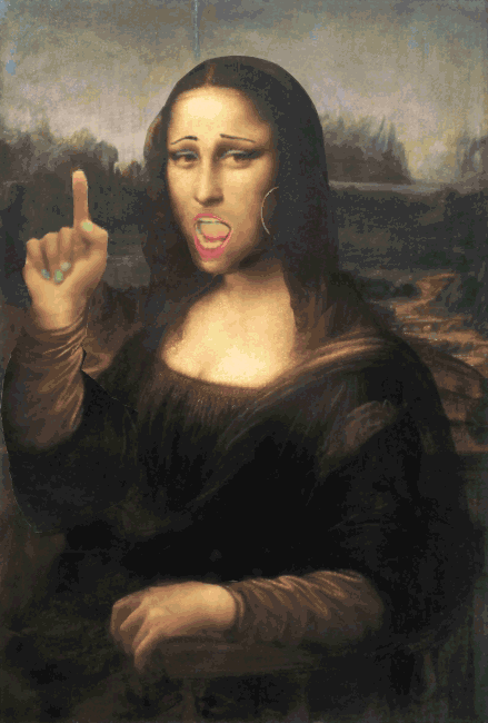 蒙娜丽莎 手指 搞笑 油画