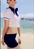 美女 大海 制服 性感
