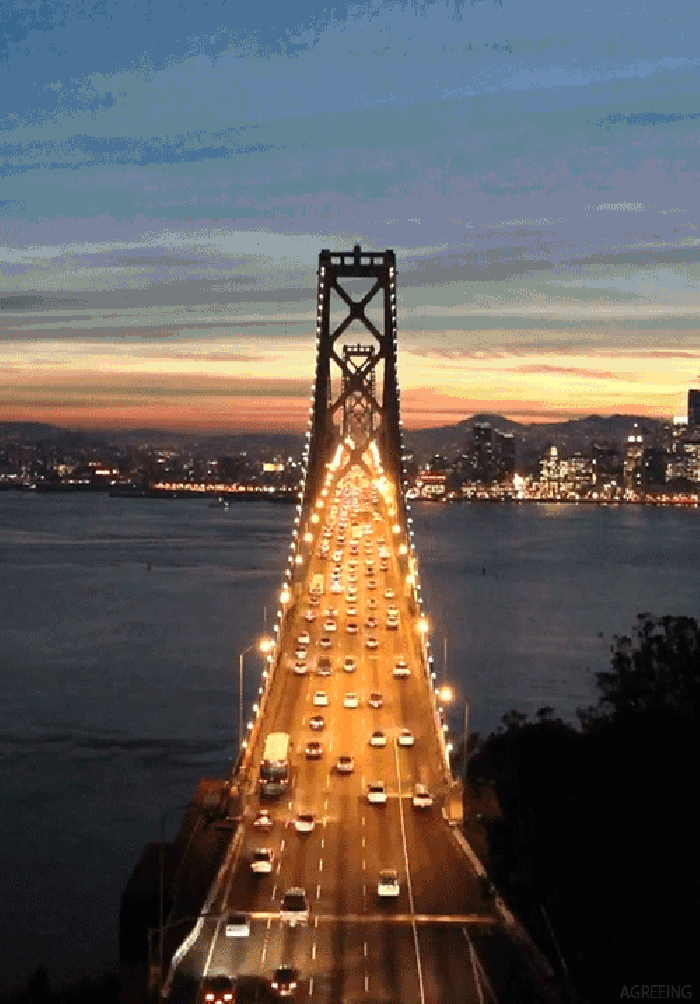 夜景 大桥  车流  都市