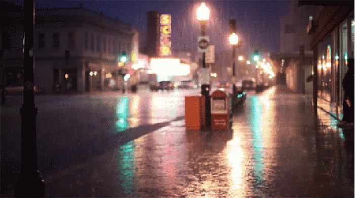 城市 灯光 下雨 雨水