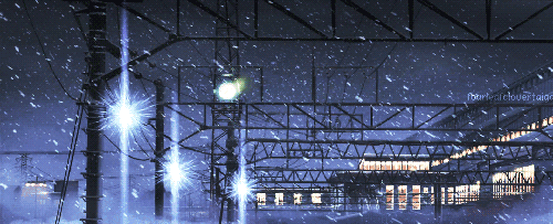 下雪 二次元 动漫 寂静 车站 黑夜