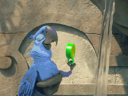 享受 动物 动画 喝水 开心 接水 水杯 电影 表情包 里约大冒险2 鹦鹉