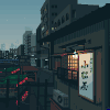 卡通 动画 夜晚 城市