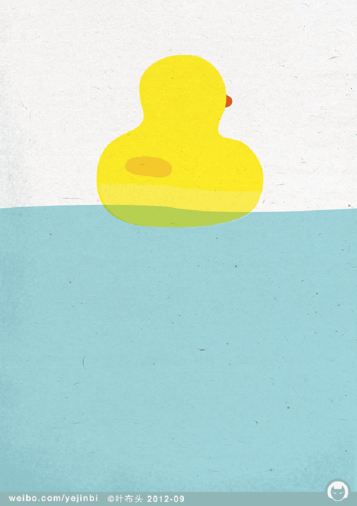 小黄鸭 水面 摇晃 漂浮