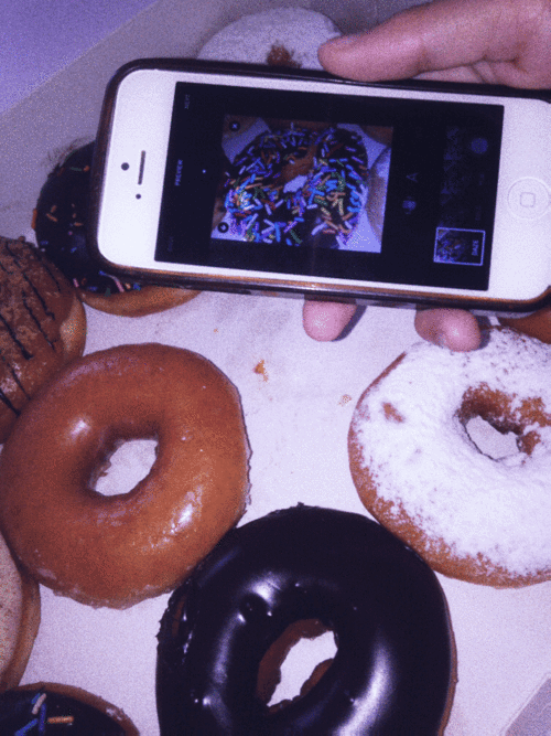 甜甜圈 手机 拍摄 黑色