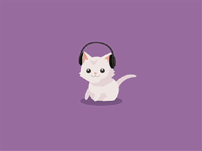 小猫 听歌 摇头 耳机