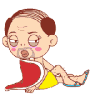 动漫 男孩 抬腿 红色