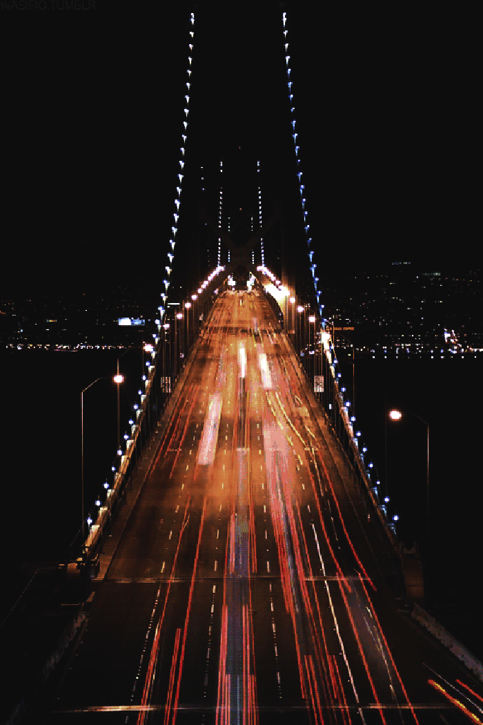 大桥 夜晚 车流 灯光