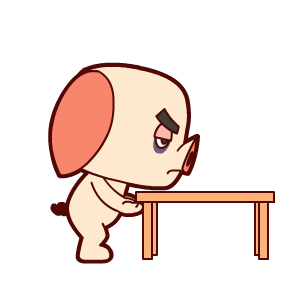 卡通 小猪 侧身 翻桌子
