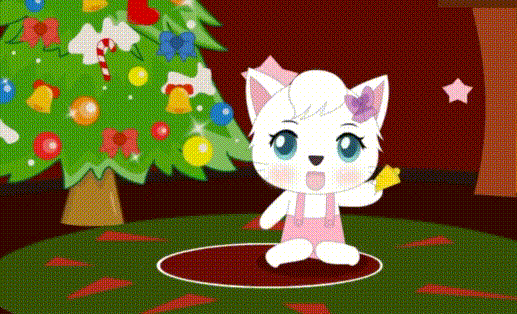 可爱 猫咪 萌萌哒 圣诞树 圣诞节快乐 圣诞节
