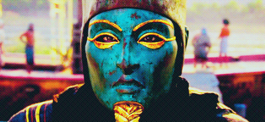 埃及人 古老 妆容 蓝色