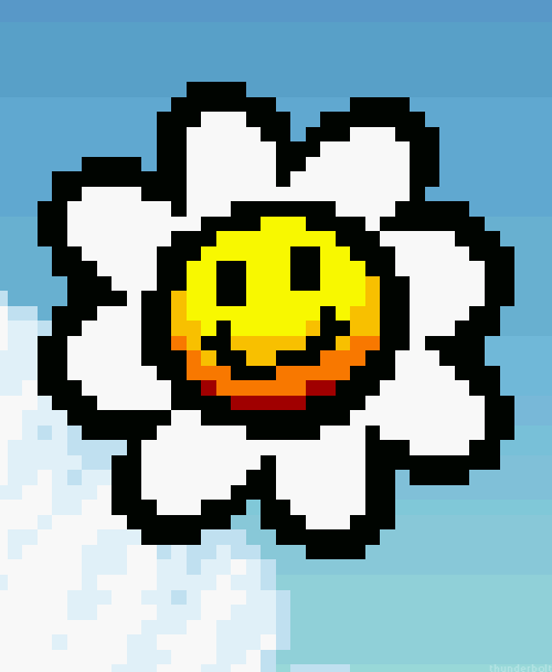 花朵 笑脸 黄色 白云