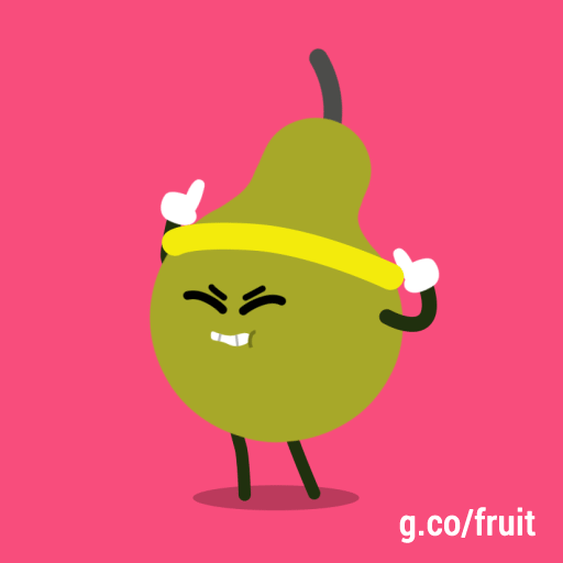 兴奋 快乐的舞蹈 水果游戏 梨