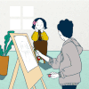 画板 室内 逗比 短发