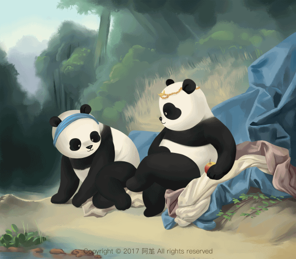 熊猫 可爱 风景 动漫