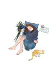 尾巴 小猫 睡觉 女人