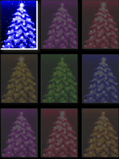 桌面壁纸 圣诞树 亮晶晶 紫色 蓝色 五光十色