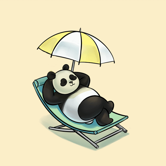 熊猫 卡通 太阳椅 太阳伞
