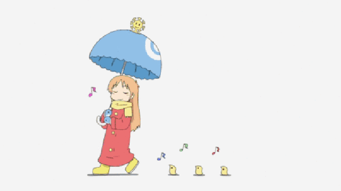 女孩 走路 打伞 唱歌