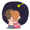 搂着 看流星 情侣 卡通