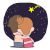 搂着 看流星 情侣 卡通