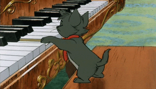 猫咪 卡通 弹钢琴 灰色 爪子