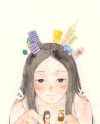 普通 动漫 女孩 头上 城市