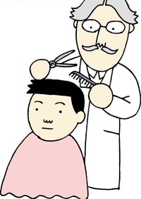 理发师 卡通 漫画 展示 老人