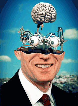 脑内小剧场 大脑 脑子太小 机器大脑 大眼珠  Milos Rajkovic
