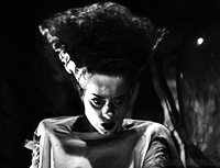 万圣节 恐怖 科幻 酿造的 电影 黑色和白色 电影 埃尔莎兰彻斯特 经典 科幻 铁锤 普遍的 科学怪人 科学怪人的新娘 鲍里斯Karloff 杰姆斯鲸 玛丽雪莱