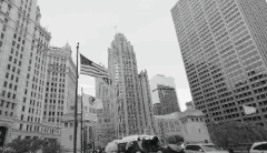 城市 米字旗 黑白 建筑 芝加哥 美国
