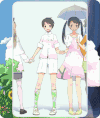 动漫 日本 打伞 牵手