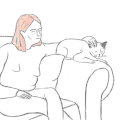 动漫 卡通 背景 手绘 猫咪 猫 女孩