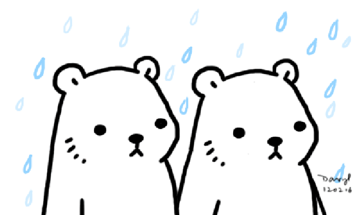 小熊 走路 下雨 晕倒