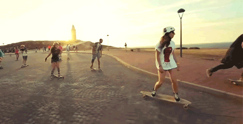 滑板 skateboarding 美女 尤物 美腿 腿玩年 公路