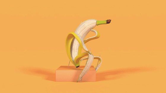 香蕉 创意 造型 坐着 扒皮 搞笑