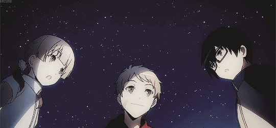 動漫 夜晚 星空 伸手