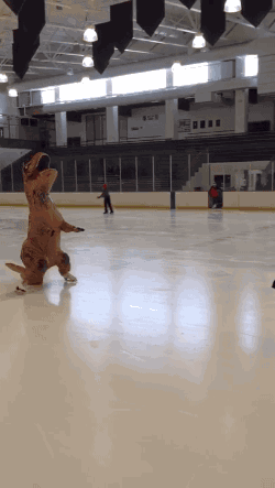 恐龙 溜冰 运动 模仿 搞笑
