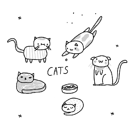黑白的  猫  食物   漫画