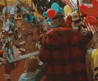 背影 走路 气球 小丑