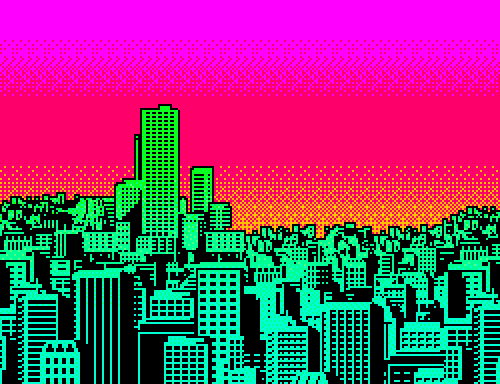 像素 pixel 城市 彩虹