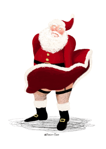 圣诞老人 大风 裙子纷飞 搞笑 雷人 动画