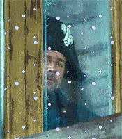 船长 窗户 张望 下雪
