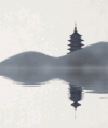 唯美 倒影 亭子 大山