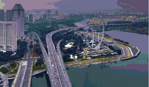 Singapore Singapore2012延时摄影 ZWEIZWEI 城市 夜景 摩天轮 新加坡 立交桥 车流